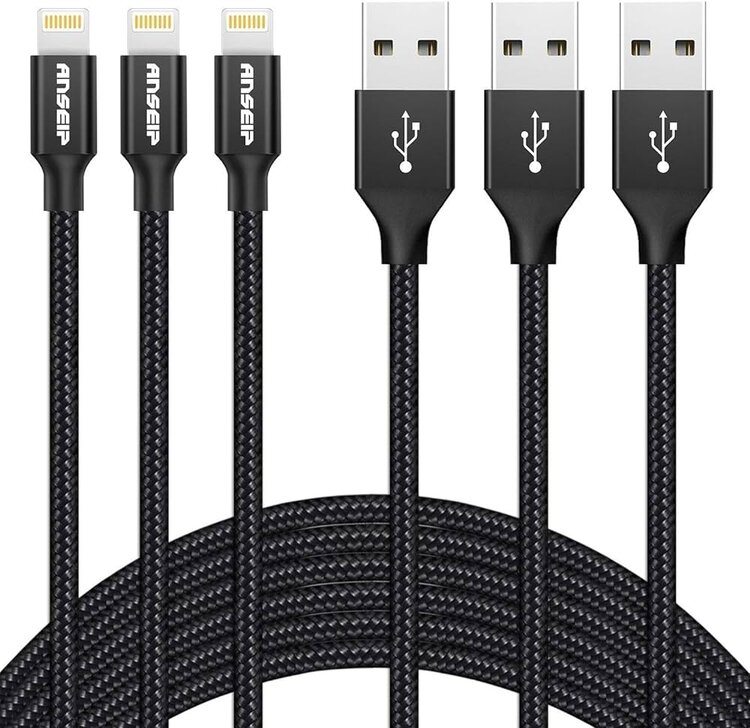 Nanoshop Nanoshop Braided Charge Cable Lightning 3m Black
