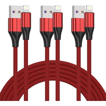 Nanoshop Nanoshop Braided Charge Cable Lightning 3m Red