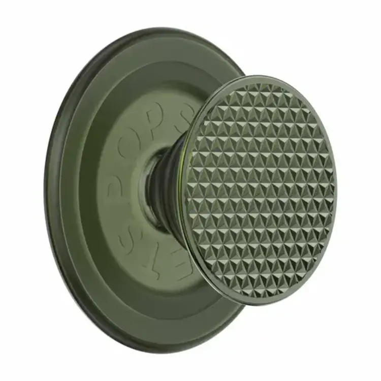 PopSockets PopGrip MagSafe Round w/ Adapter Ring Triangle Knurled Olive