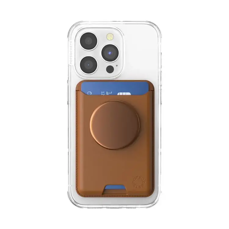 PopSockets Softgoods PopWallet+ MagSafe w/ Adapter Cognac