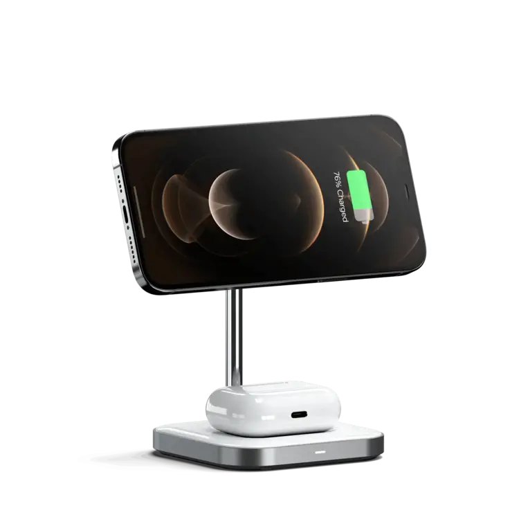 Satechi Aluminum 2-in-1 Magnetic Qi Wireless Charging Stand Space Grey