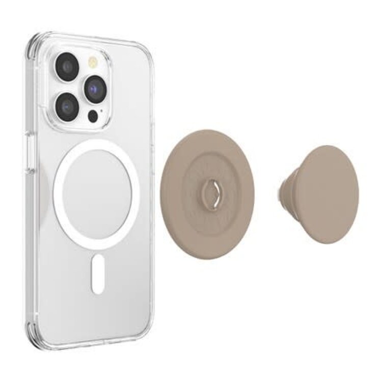PopSockets PopGrip MagSafe Round w/ Adapter Ring Soft Touch Latte