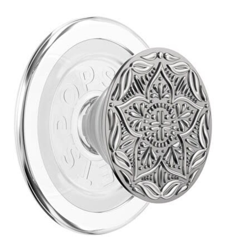 PopSockets PopGrip MagSafe Round w/ Adapter Ring Enamel Silver Mandala