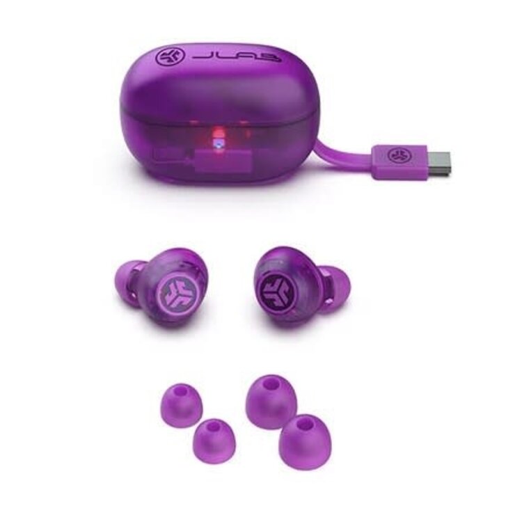 JLab Audio Go Pop True Wireless Earbuds with Active Noise Cancellation Transparent Purple