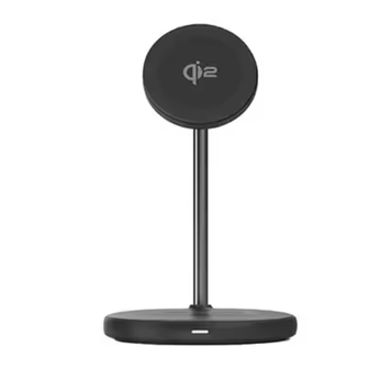 Blu Element Qi2 2-in-1 Wireless Charging Stand 15W MagSafe-Compatible Black