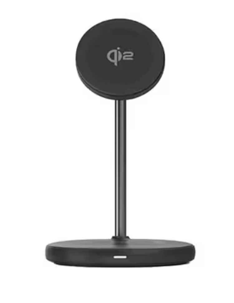 Blu Element Qi2 2-in-1 Wireless Charging Stand 15W MagSafe-Compatible Black