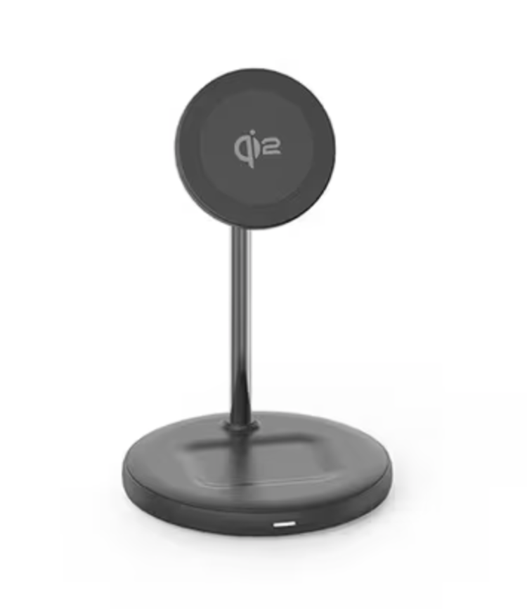 Blu Element Qi2 2-in-1 Wireless Charging Stand 15W MagSafe-Compatible Black