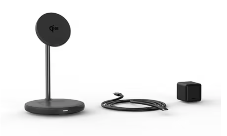Blu Element Qi2 2-in-1 Wireless Charging Stand 15W MagSafe-Compatible Black