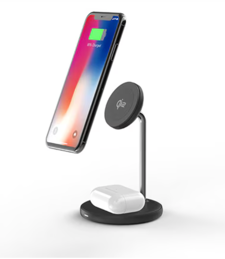 Blu Element Qi2 2-in-1 Wireless Charging Stand 15W MagSafe-Compatible Black