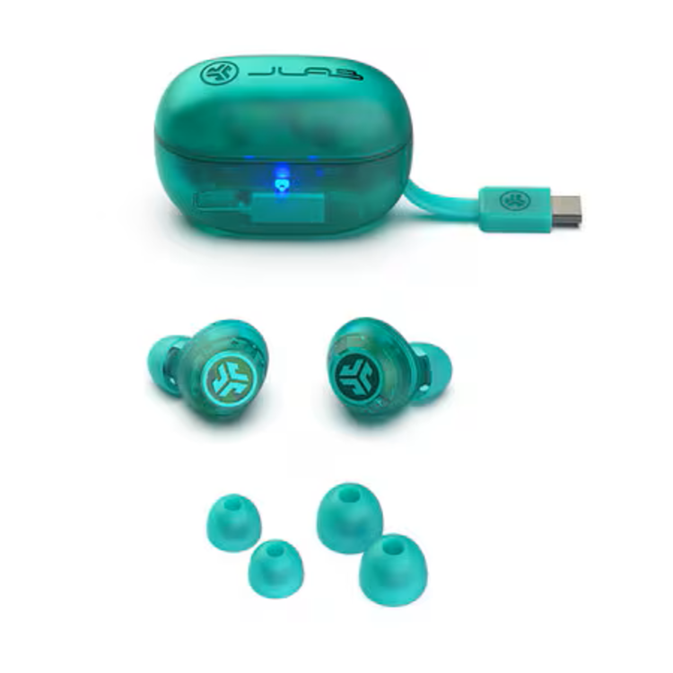 JLab Audio Go Pop True Wireless Earbuds with Active Noise Cancellation Transparent Teal