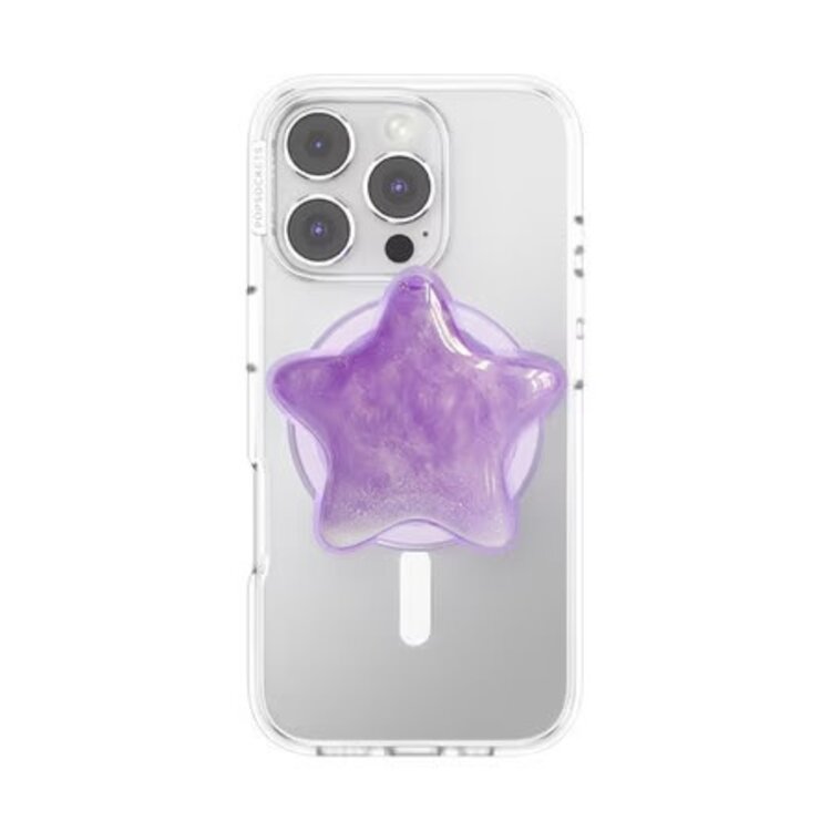 PopSockets PopGrip MagSafe Round w/  Adapter Tidepool Star Squishy Lavender Fog