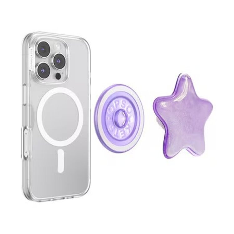 PopSockets PopGrip MagSafe Round w/  Adapter Tidepool Star Squishy Lavender Fog