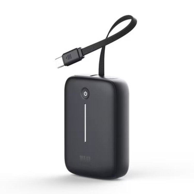 Blu Element PowerFlex 10K mAh 20W PD Power Bank w/ Built-In USB-C Cable Black