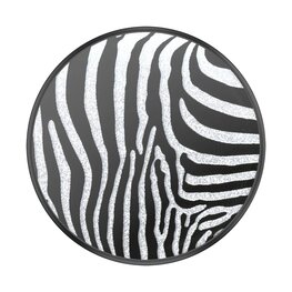 PopSockets PopGrip for MagSafe Round Embossed Metal Zebra on Black
