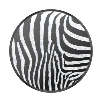 PopSockets PopGrip for MagSafe Round Embossed Metal Zebra on Black