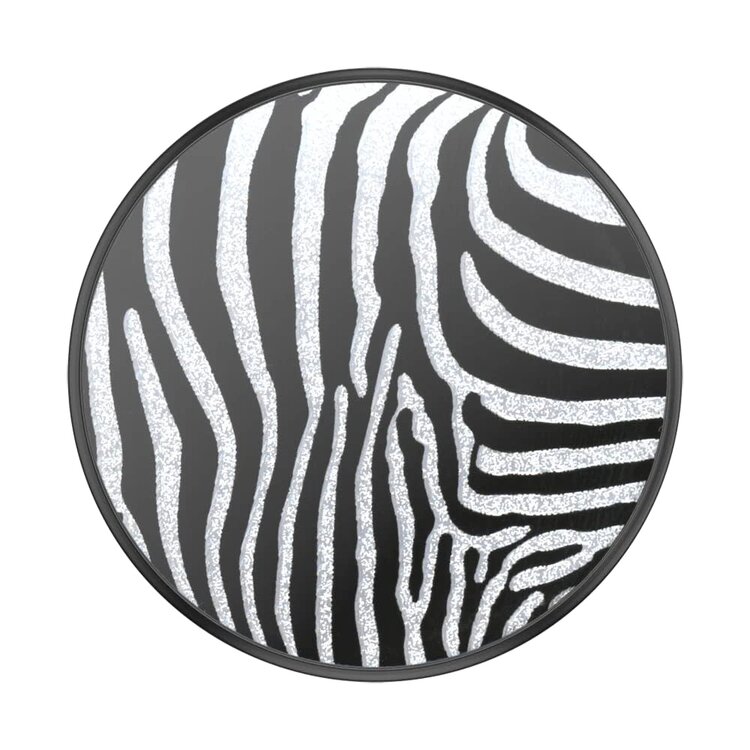 PopSockets PopGrip for MagSafe Round Embossed Metal Zebra on Black
