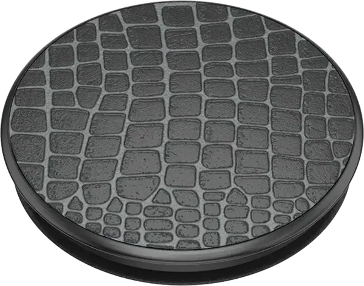 PopSockets PopGrip for MagSafe Round Embossed Metal Croc on Black