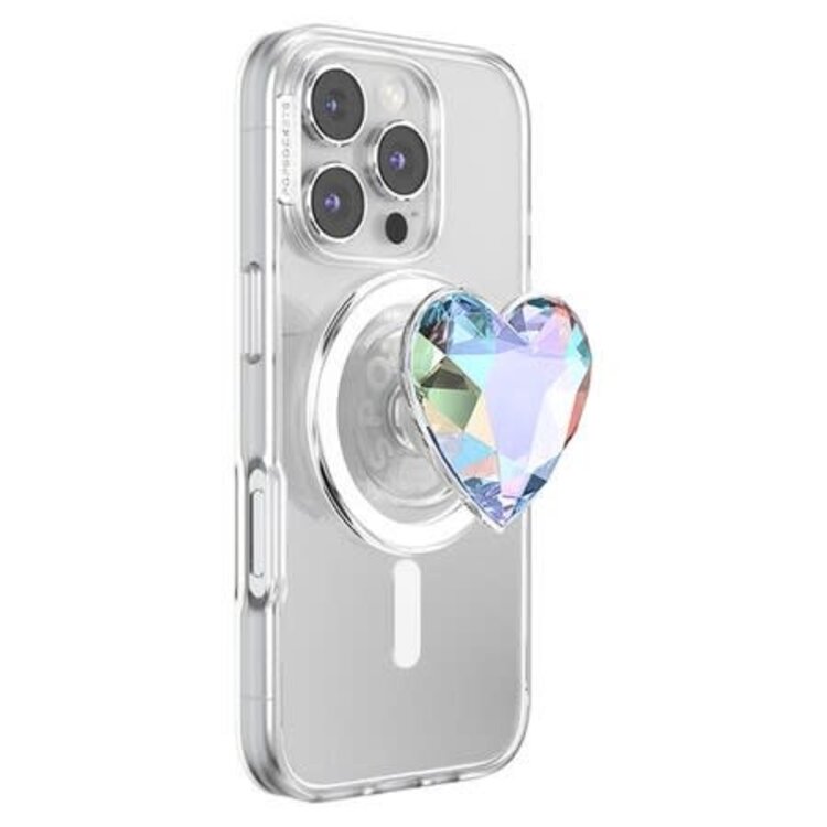 PopSockets PopGrip MagSafe Round w/ Adapter Iridescent Dichroic Heart