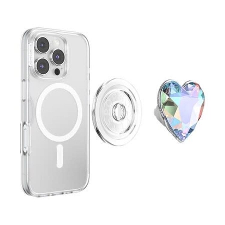 PopSockets PopGrip MagSafe Round w/ Adapter Iridescent Dichroic Heart