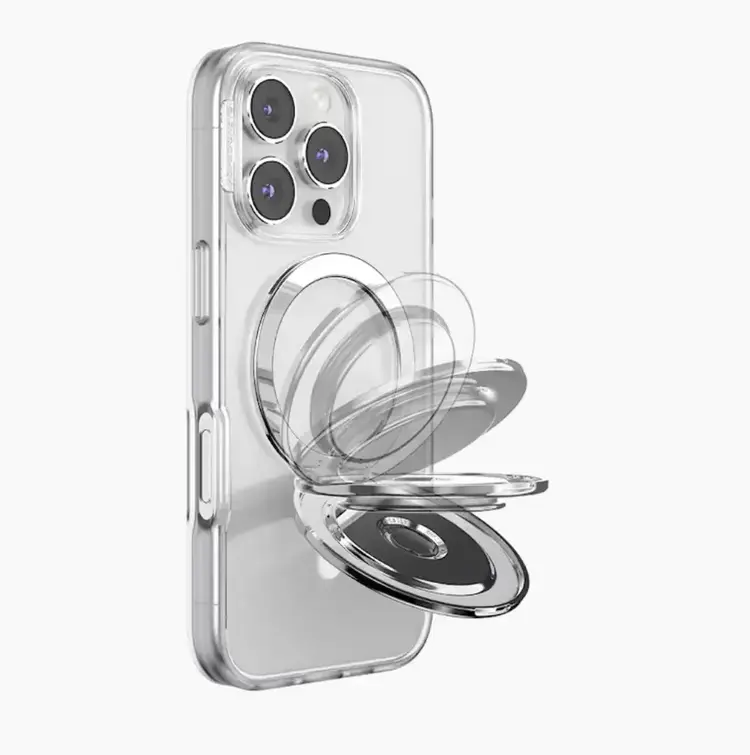 PopSockets PopGrip Kick Out for MagSafe Round with Adapter Radial Silver