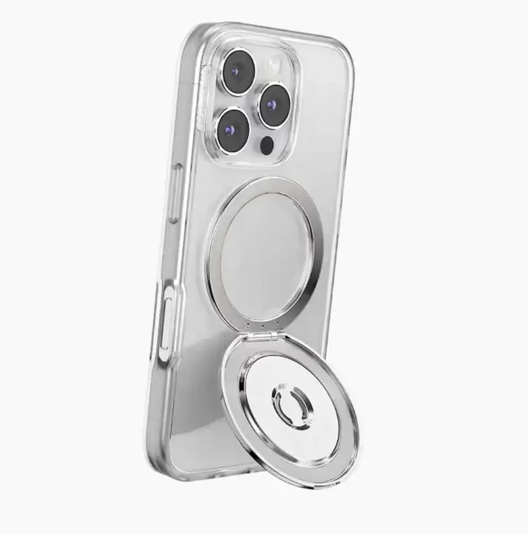 PopSockets PopGrip Kick Out for MagSafe Round with Adapter Radial Silver