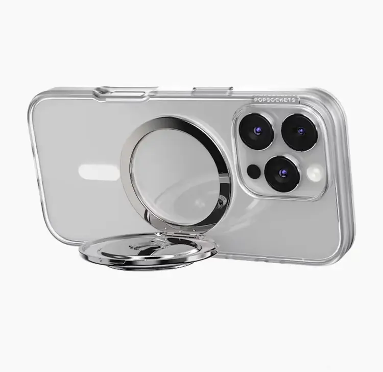 PopSockets PopGrip Kick Out for MagSafe Round with Adapter Radial Silver