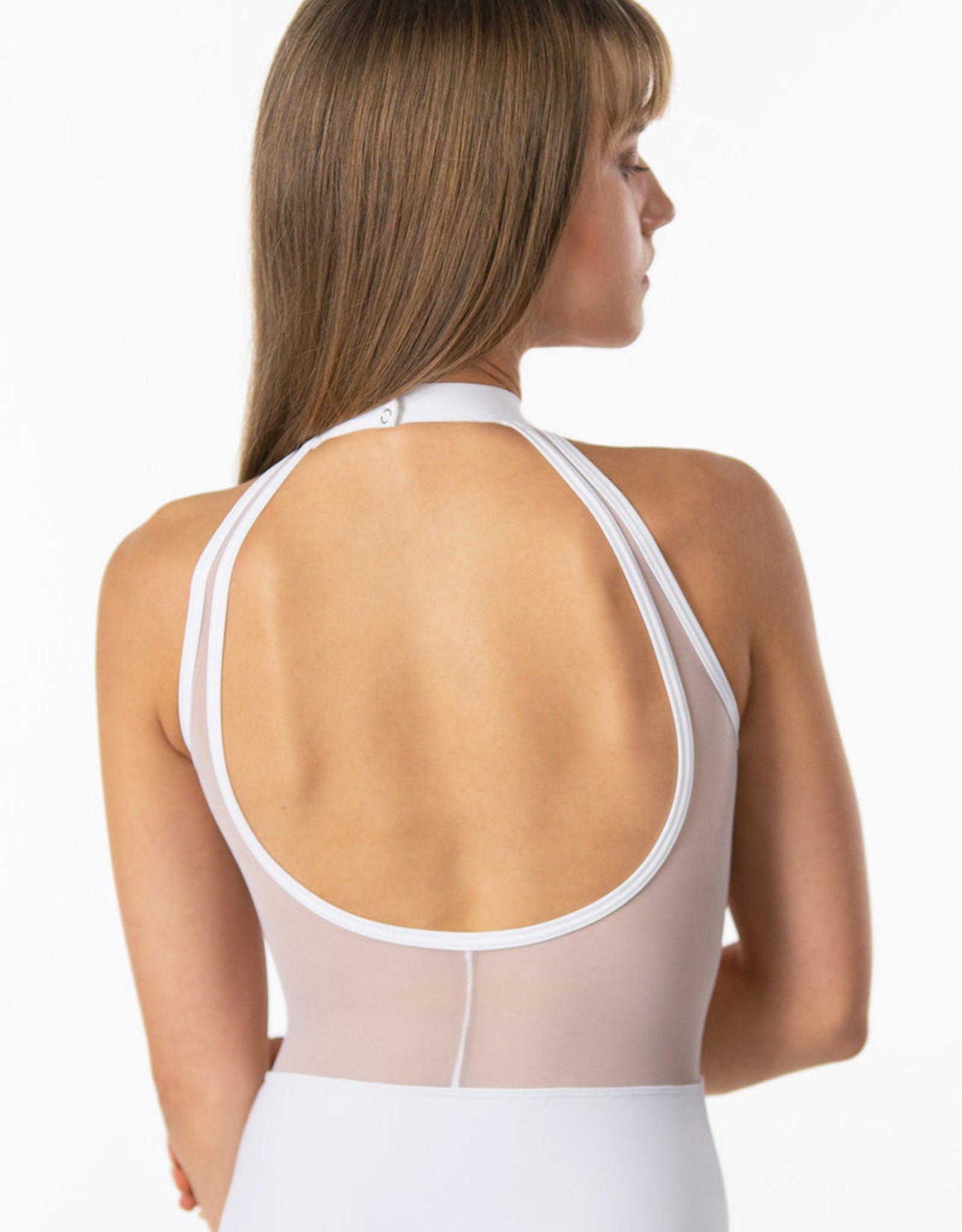 SUFFOLK CITRUS HIGH NECK LEOTARD WITH MESH BACK