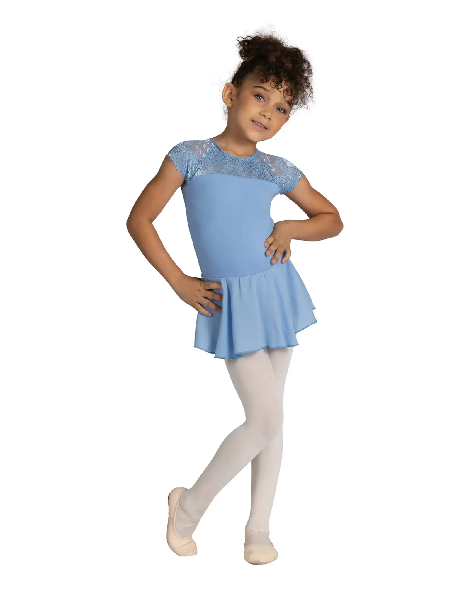 DANZNMOTION DANZNMOTION 24202C AUDRIENNE YOUTH CAP SLEEVE LACE DRESS