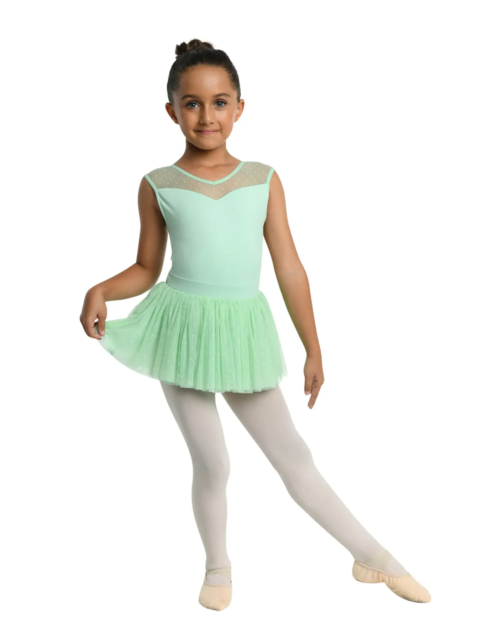 DANZNMOTION DANZNMOTION 23201C YOUTH SKYE MESH DOT DRESS