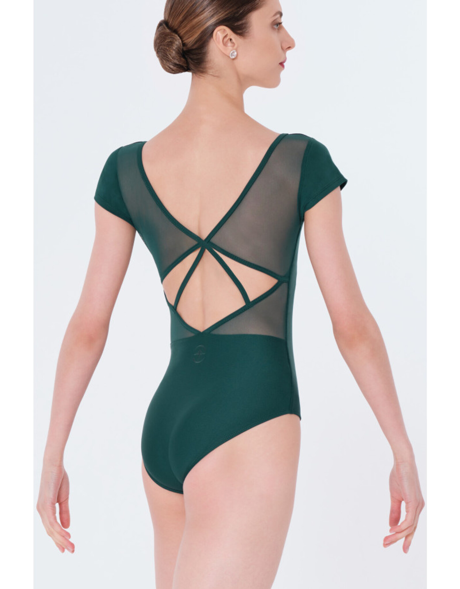 WEAR MOI WEAR MOI DOLORES ADULT SHORT SLEEVE LEOTARD WITH MESH INSERTS