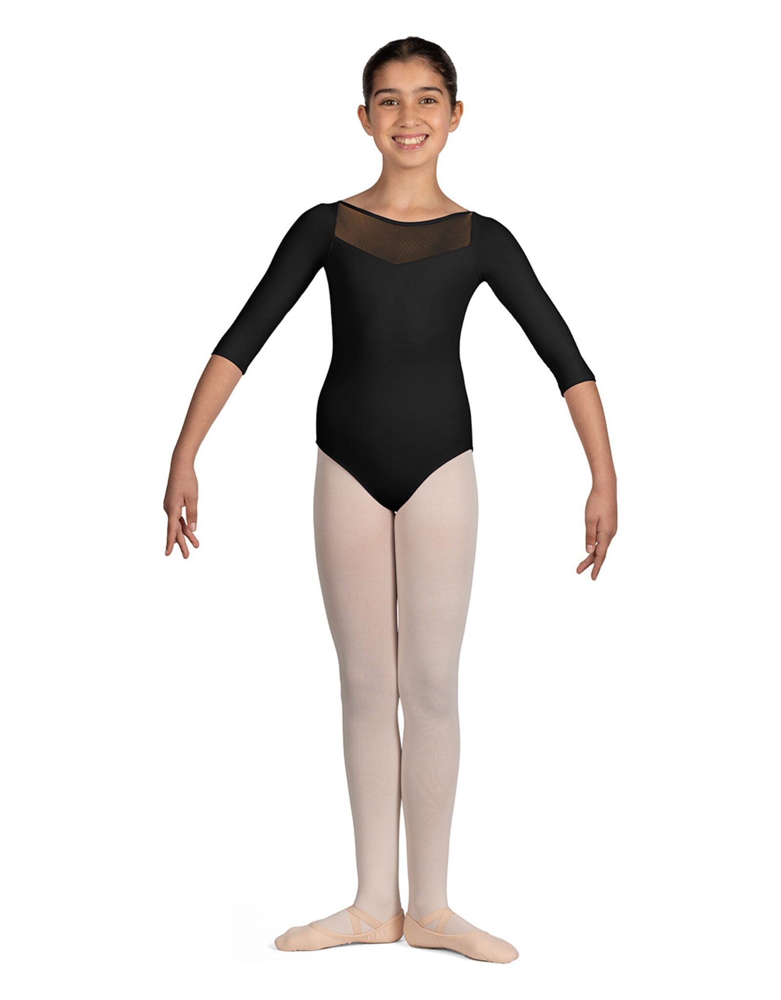 MIRELLA M122C MIRELLA CHILD GLOW BOAT NECK 3/4 SLEEVE LEOTARD