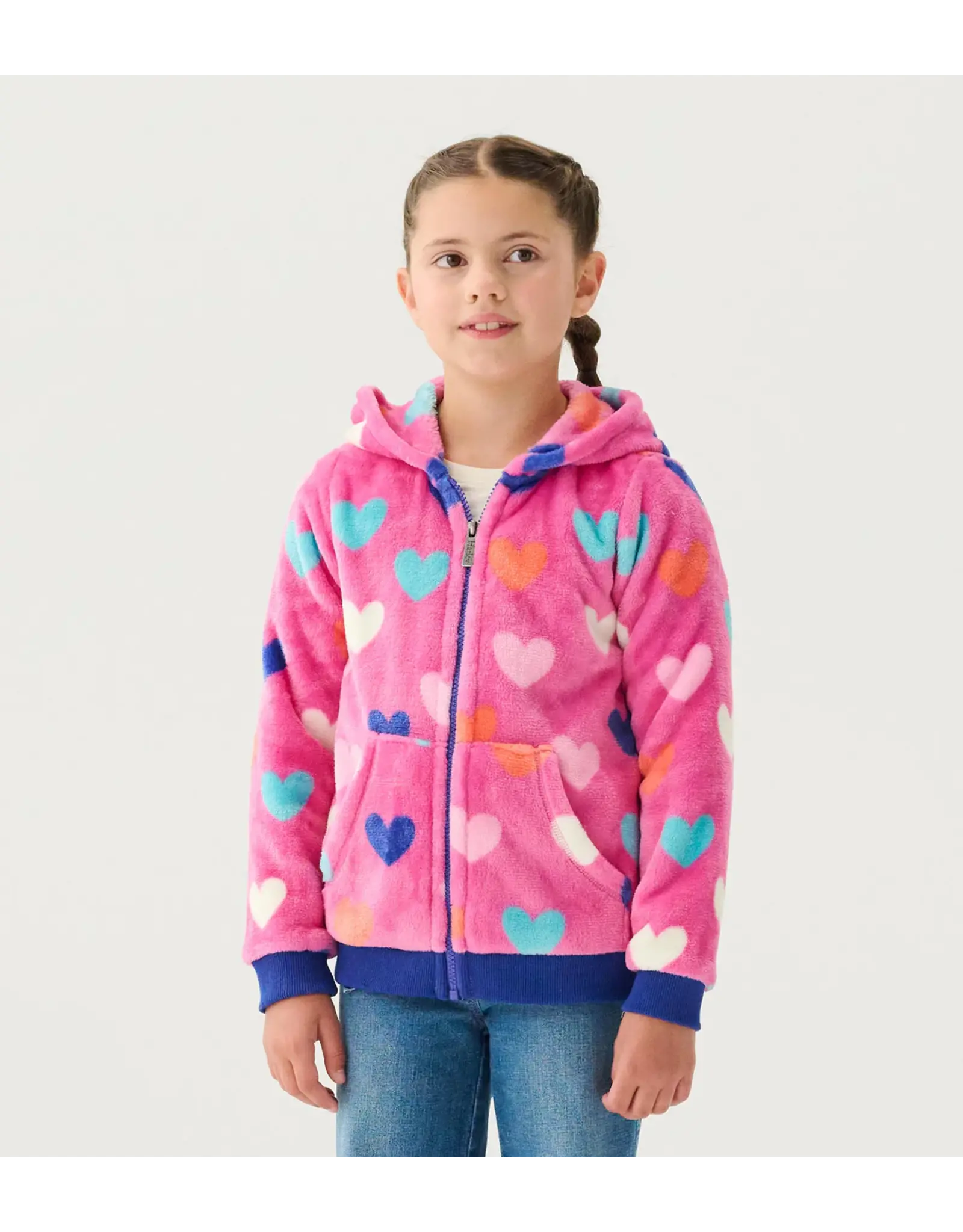 HATLEY HATLEY YOUTH HEARTS FUZZY FLEECE ZIP UP HOODIE