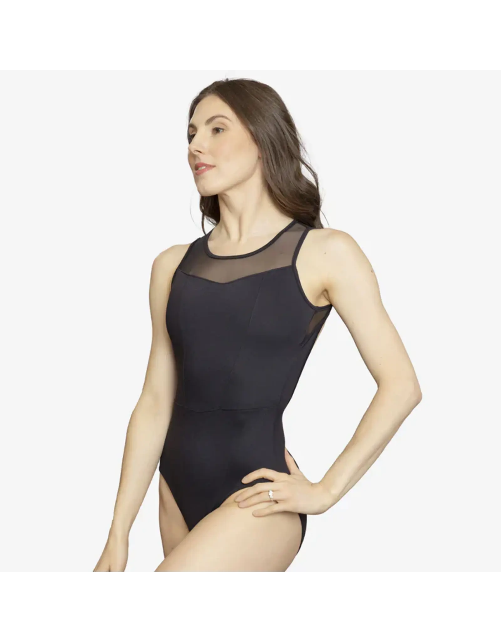 SO DANCA TP152 SO DANCA ADULT DOUBLE STRAP MESH INSERT LEOTARD