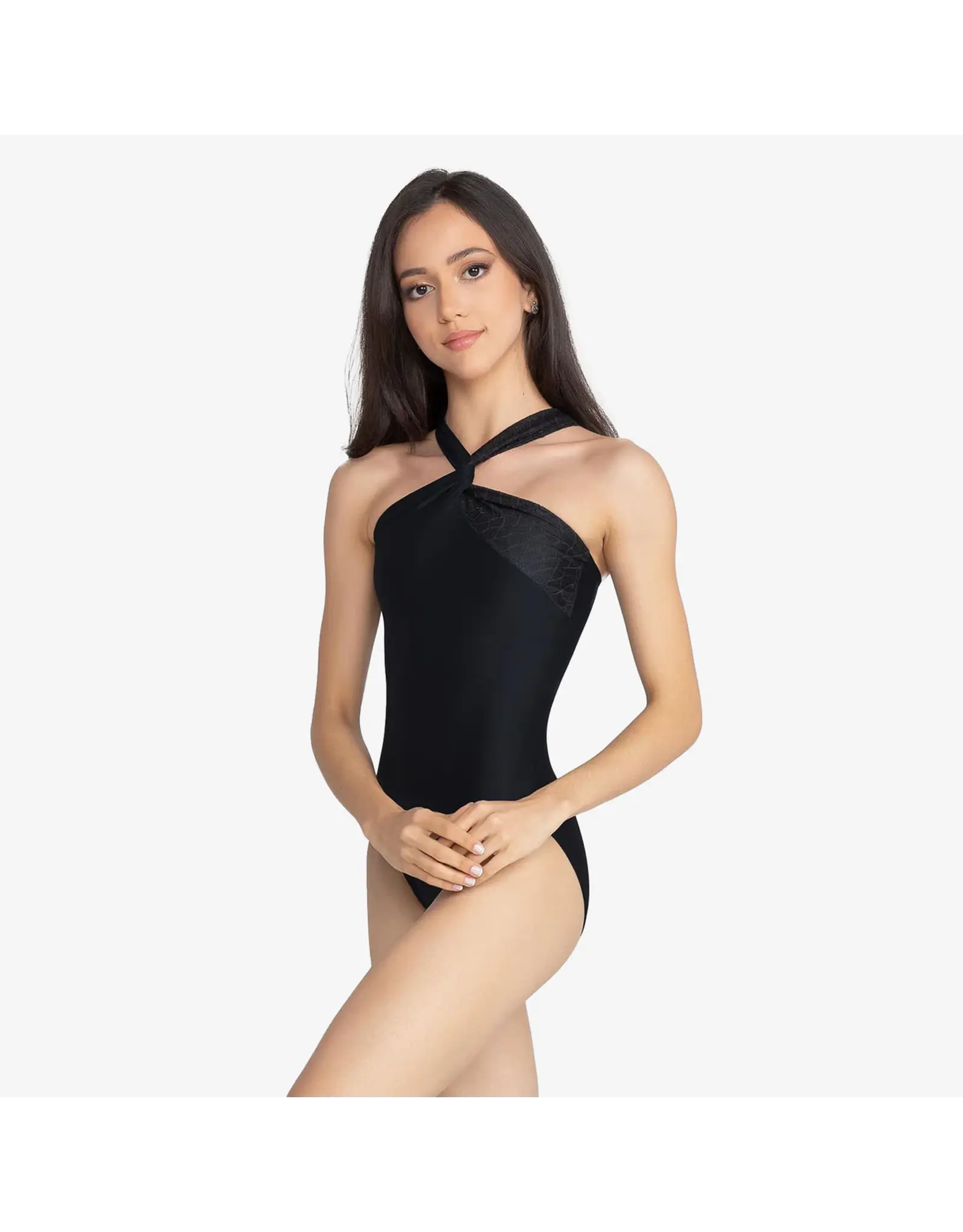 SO DANCA BY50 SO DANCA ADULT HALTER LACE DETAIL LEOTARD