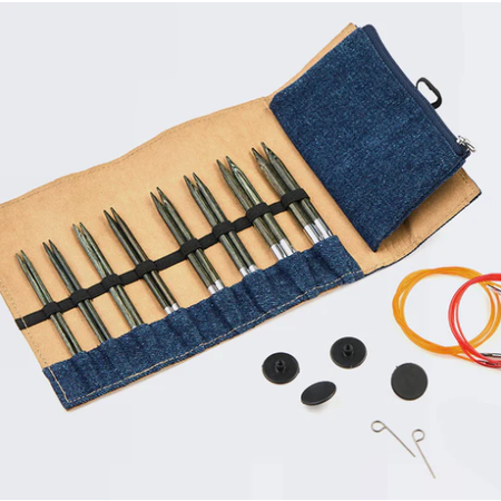 Indigo Wood Interchangeable Needles Set 5"