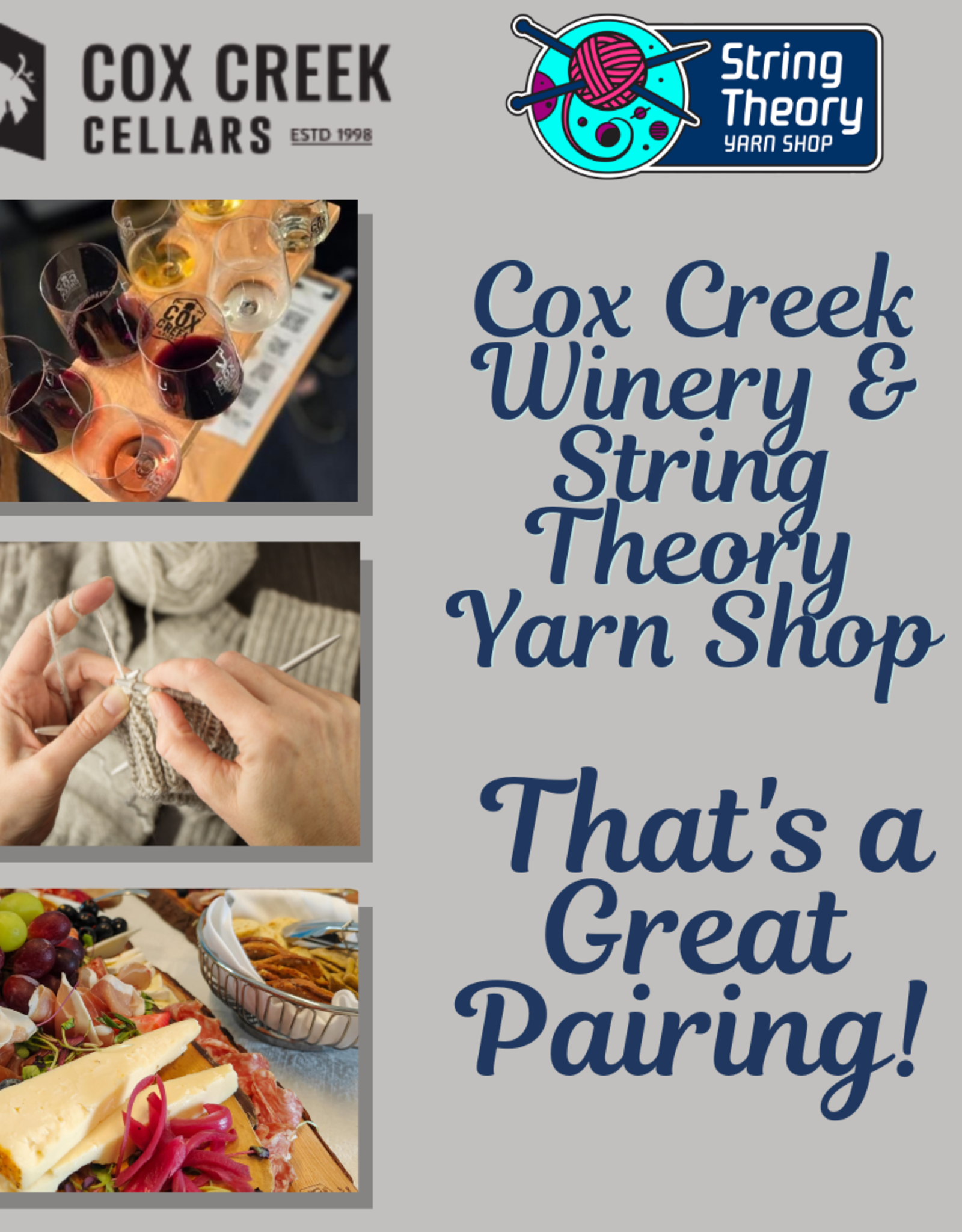 Wine and Yarn Tasting At Cox Creek Winery