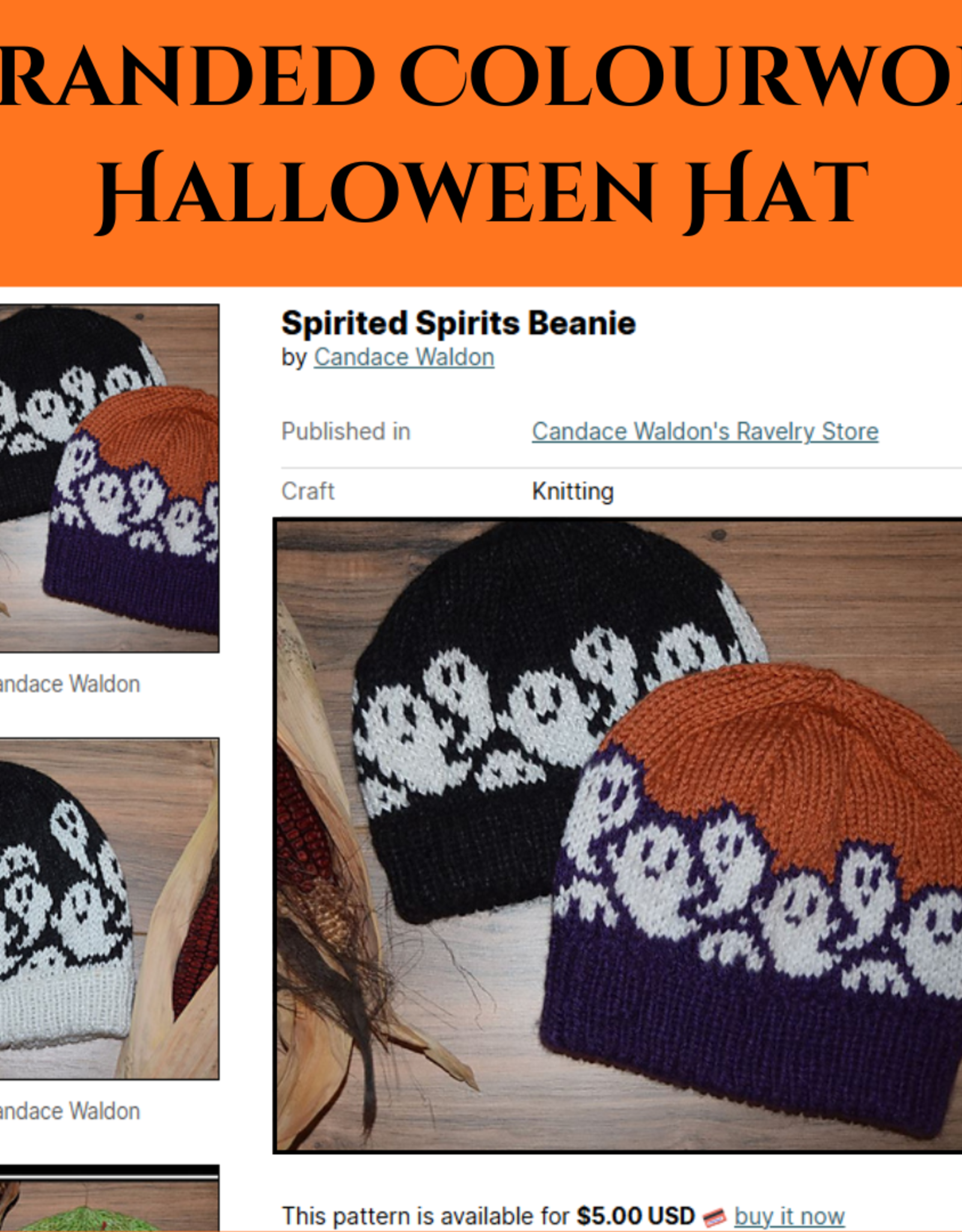 Stranded Colourwork Halloween Hat