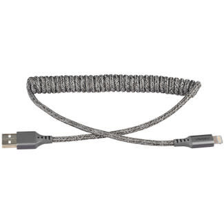 Ventev Charge/sync Helix Coiled USB-A to Lightning Charger - Grey