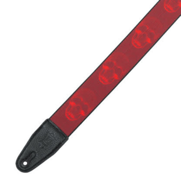 Levy's Levy's Polyester Guitar Strap Dark Red & Red Skull