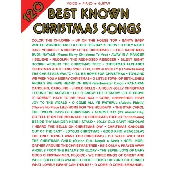 120 Best Known Christmas Songs Piano/Vocal/Guitar