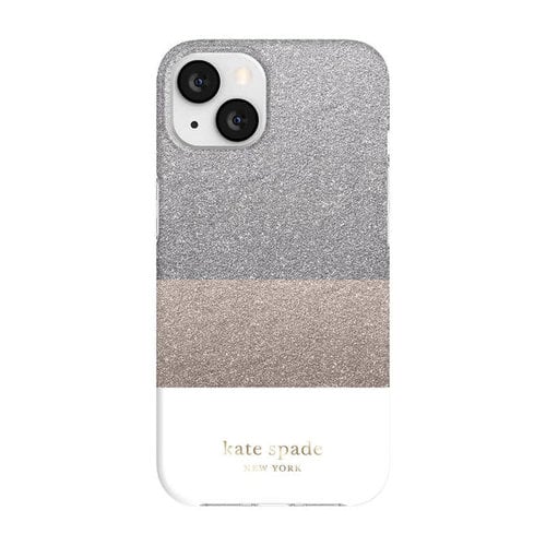 Kate Spade Kate Spade Protective Hardshell Case Glitter Block White iPhone 13