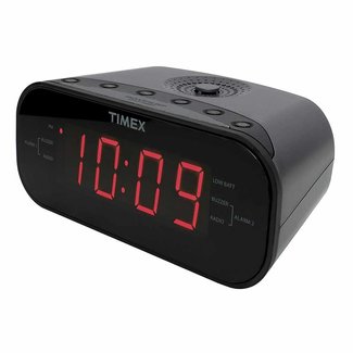 TimeX Dual Alarm Clock Radio with 1.2 inch Red Display Grey