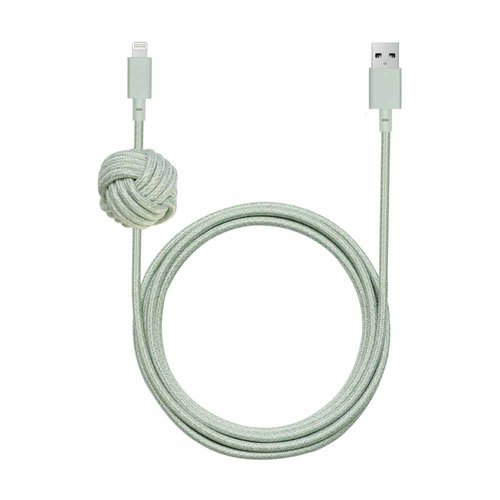 Native Union Night Charge/Sync Lightning Cable with Weighted Knot 10ft Sage