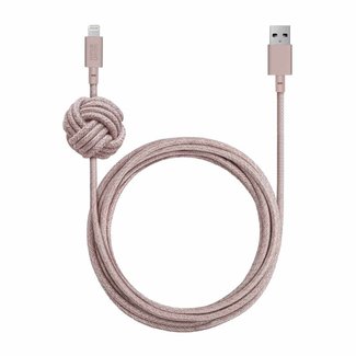Native Union Night Charge/Sync Lightning Cable with Weighted Knot 10ft Rose