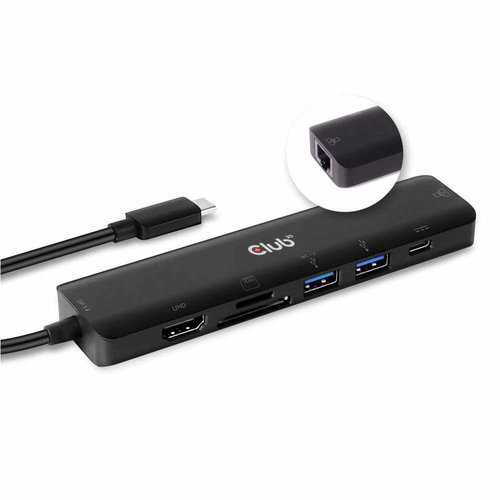 Club3D USB-C 7 in 1 Hub to HDMI 4K60HZ+SDTF Card Slot + 2X USB + USB-C PD + RJ45 Adapter