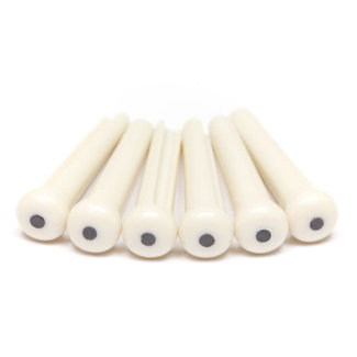 Graph Tech Graph Tech Tusq Traditional Bridge Pins White/Black Inlay 6 Pack