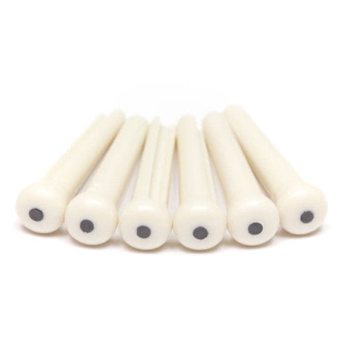 Graph Tech Graph Tech Tusq Traditional Bridge Pins White/Black Inlay 6 Pack