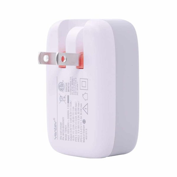 Ventev *Ventev Power Delivery Wall Charger 30W with USB-C to USB-C Cable 3.3ft White