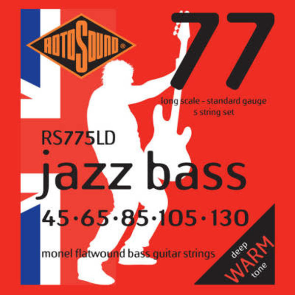 Rotosound Rotosound RS775LD Jazz Bass 77 Monel Flatwound 5-String Electric Bass Strings 45-130