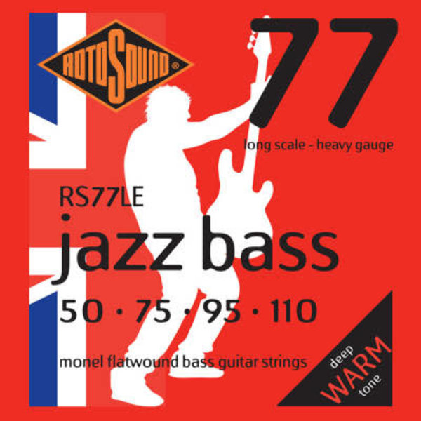 Rotosound Rotosound RS77LE Jazz Bass 77 Monel Flatwound Long Scale Electric Bass Strings 50-110